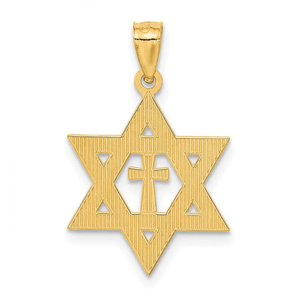 GP 14k Diamond-cut Star of David with Cross Pendant