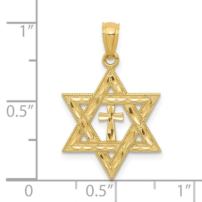 GP 14k Diamond-cut Star of David with Cross Pendant