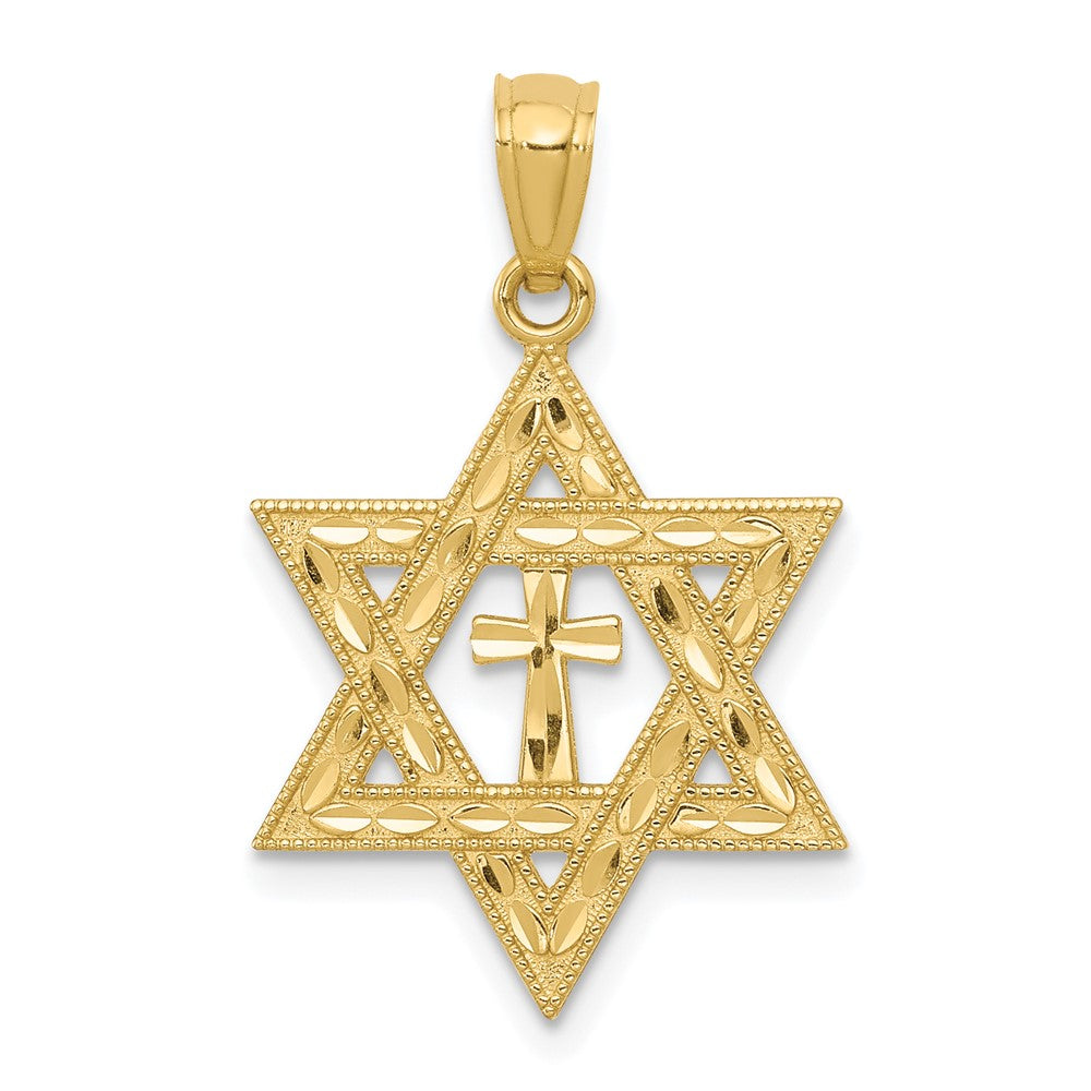 GP 14k Diamond-cut Star of David with Cross Pendant