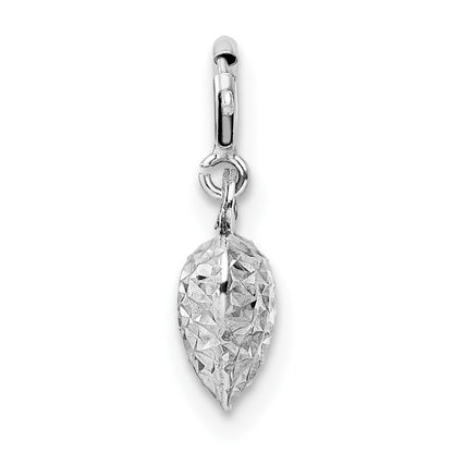 GCM 14K White Gold 3-D Puffed Diamond-cut Heart with Spring Ring Clasp Charm
