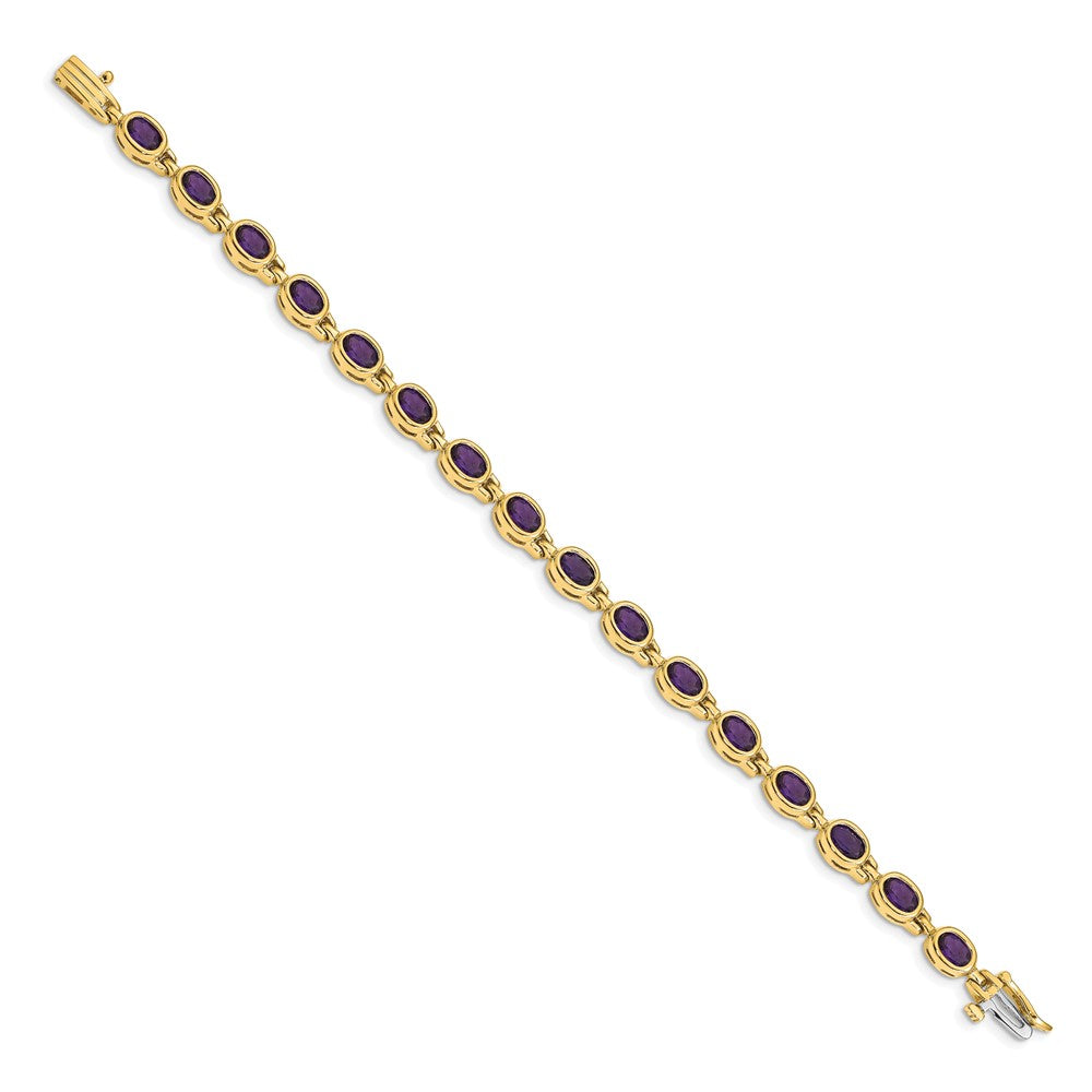 14k Oval Gemstone Amethyst Bracelet