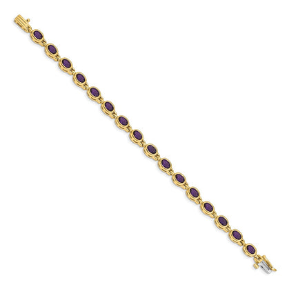 14k Oval Gemstone Amethyst Bracelet