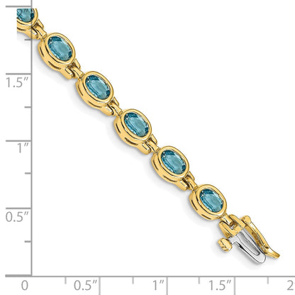 14k Oval Gemstone Blue Topaz Bracelet