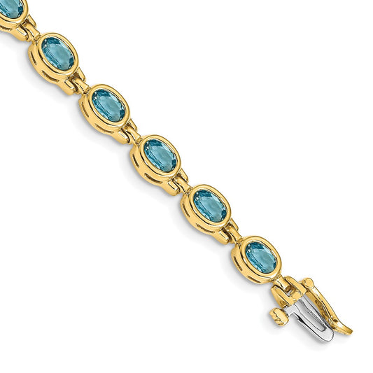 14k Oval Gemstone Blue Topaz Bracelet