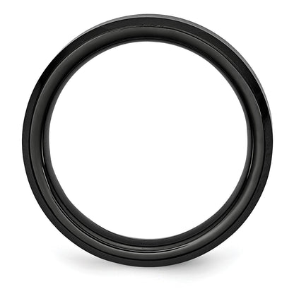 Chisel Black Ceramic Beveled Edge 6mm Brushed and Polished Band