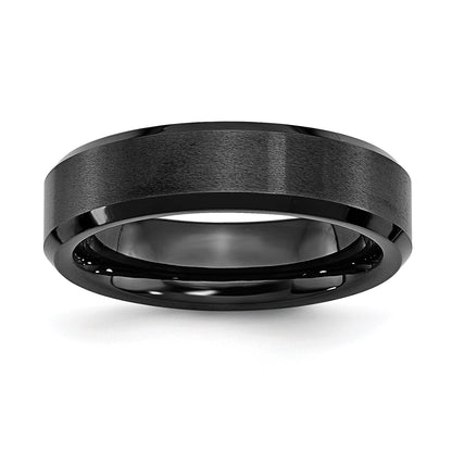 Chisel Black Ceramic Beveled Edge 6mm Brushed and Polished Band