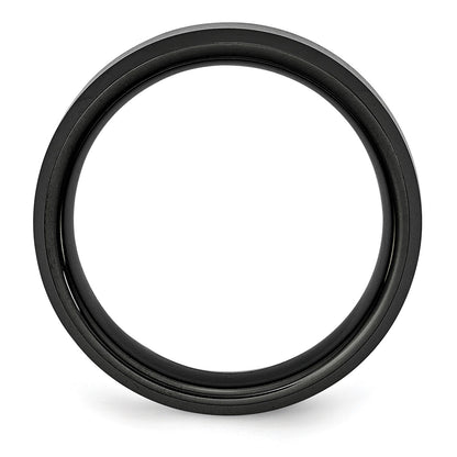 Chisel Ceramic Black Beveled Edge 8mm Brushed and Polished Band