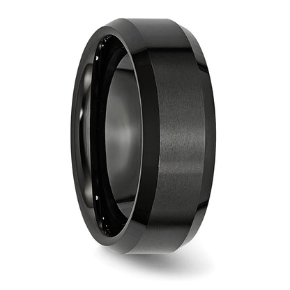 Chisel Ceramic Black Beveled Edge 8mm Brushed and Polished Band