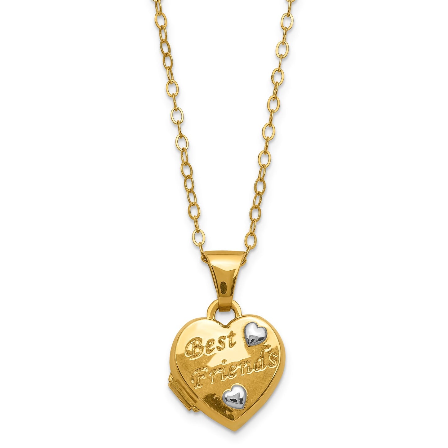 GL 14KY CABLE LINK W/ RHOD PLATE HEART LOCKET
