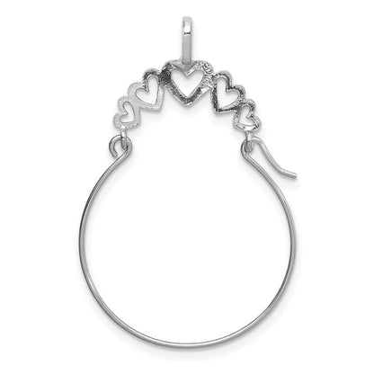 GCH 14k White Gold Polished 5-Heart Charm Holder Pendant