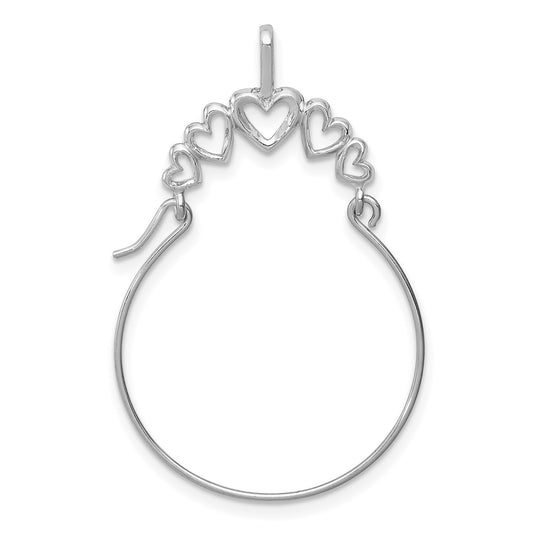 14k White Gold Polished 5-Heart Charm Holder