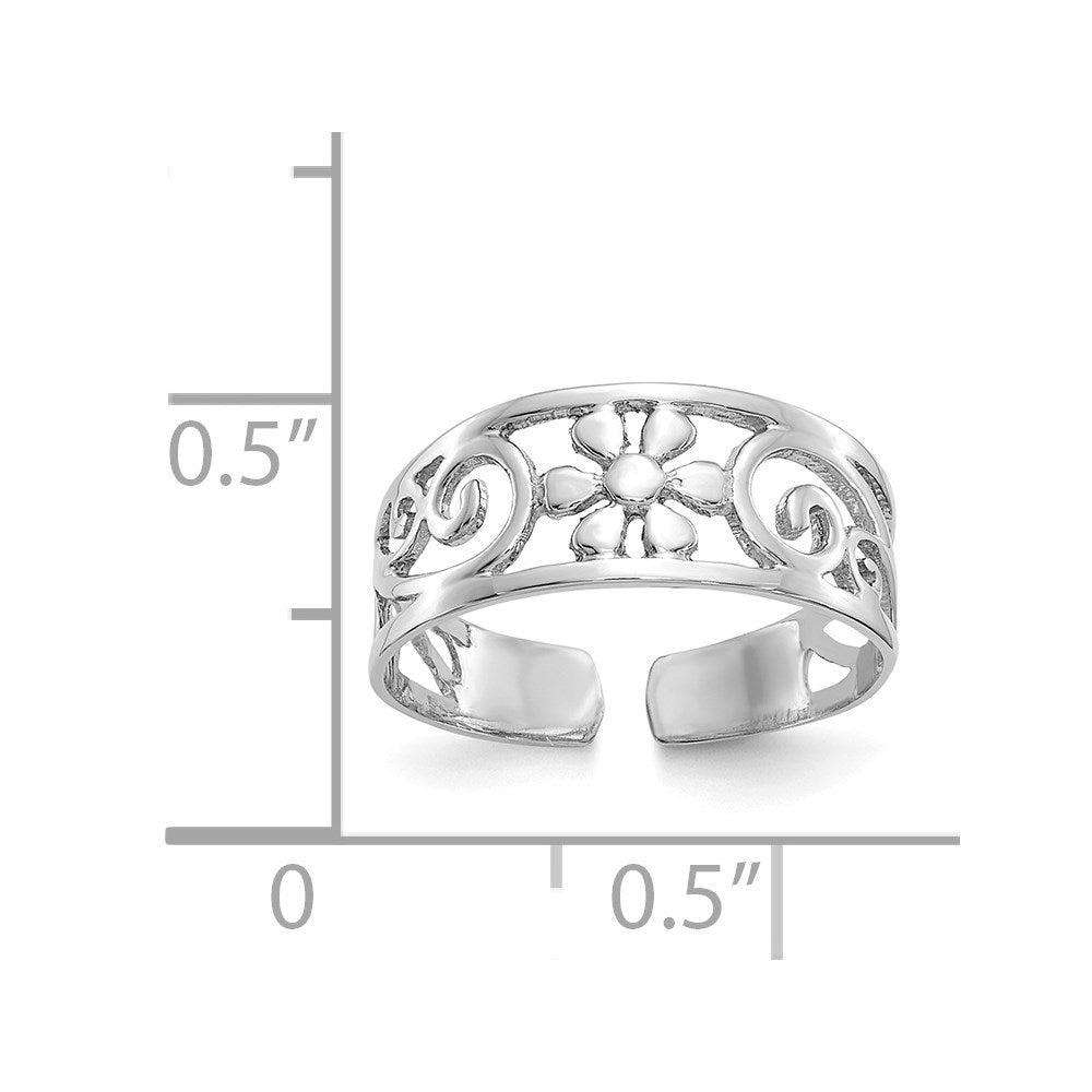 GR 14k White Gold Floral Toe Ring