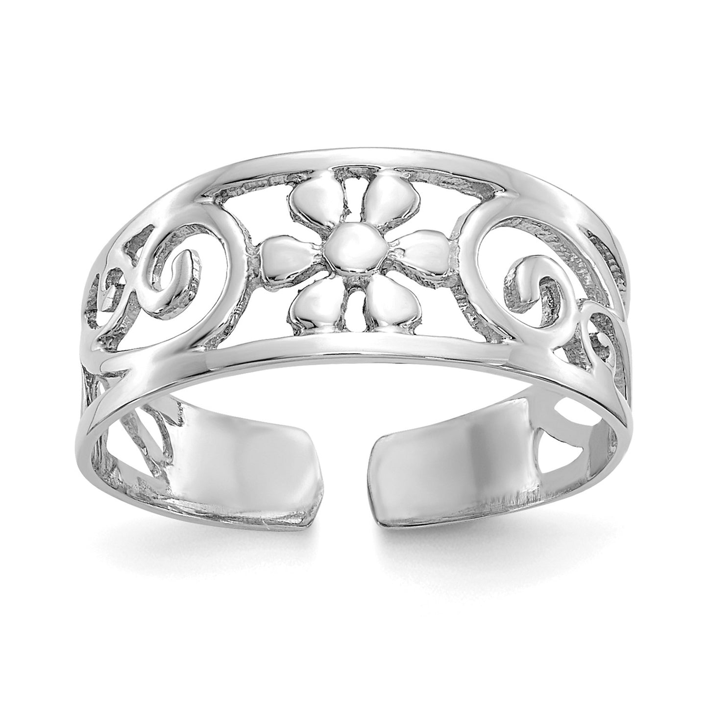 14k White Gold Floral Toe Ring