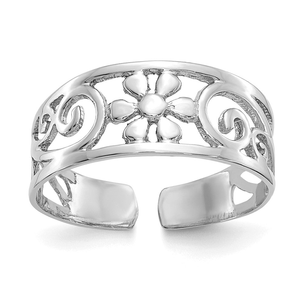 GR 14k White Gold Floral Toe Ring