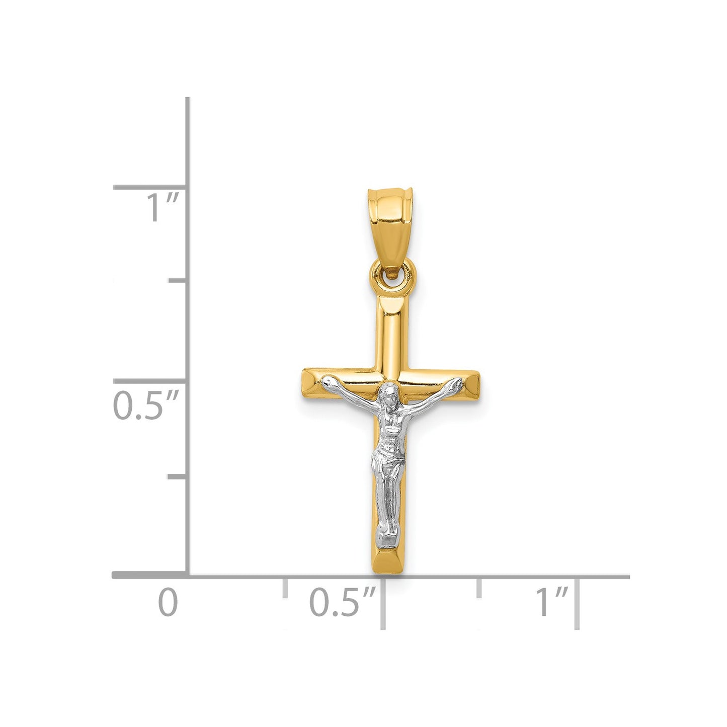 14k Two-tone Hollow Crucifix Charm