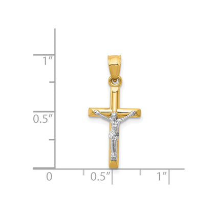 14k Two-tone Hollow Crucifix Charm