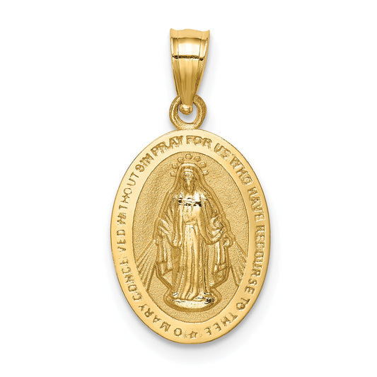 14K Polished Miraculous Medal Pendant