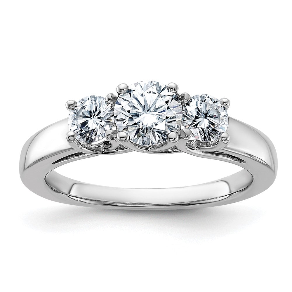 14kw 1ct. 3 Stone G H I True Light Moissanite Band