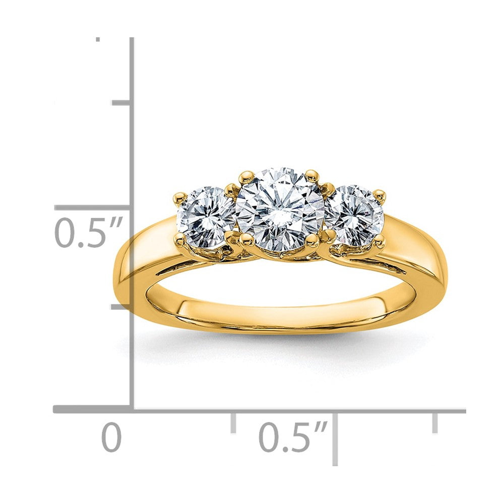 14ky Gold 1.00ct. 3 Stone Moissanite Band