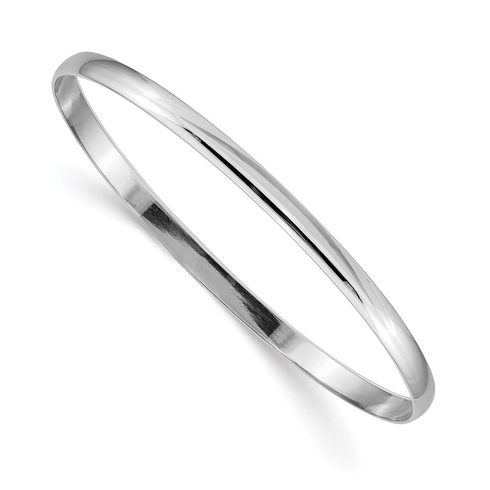 GB 14k White Gold 4mm Solid Polished Half-Round Slip-On Round Bangle Bracelet
