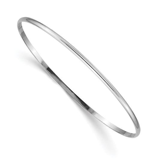 14k White Gold 2mm Solid Polished Half-Round Slip-On Bangle