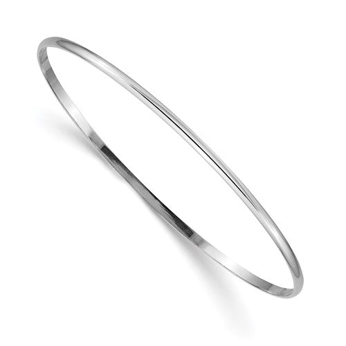 GB 14k White Gold 2mm Solid Polished Half-Round Slip-On Round Bangle Bracelet