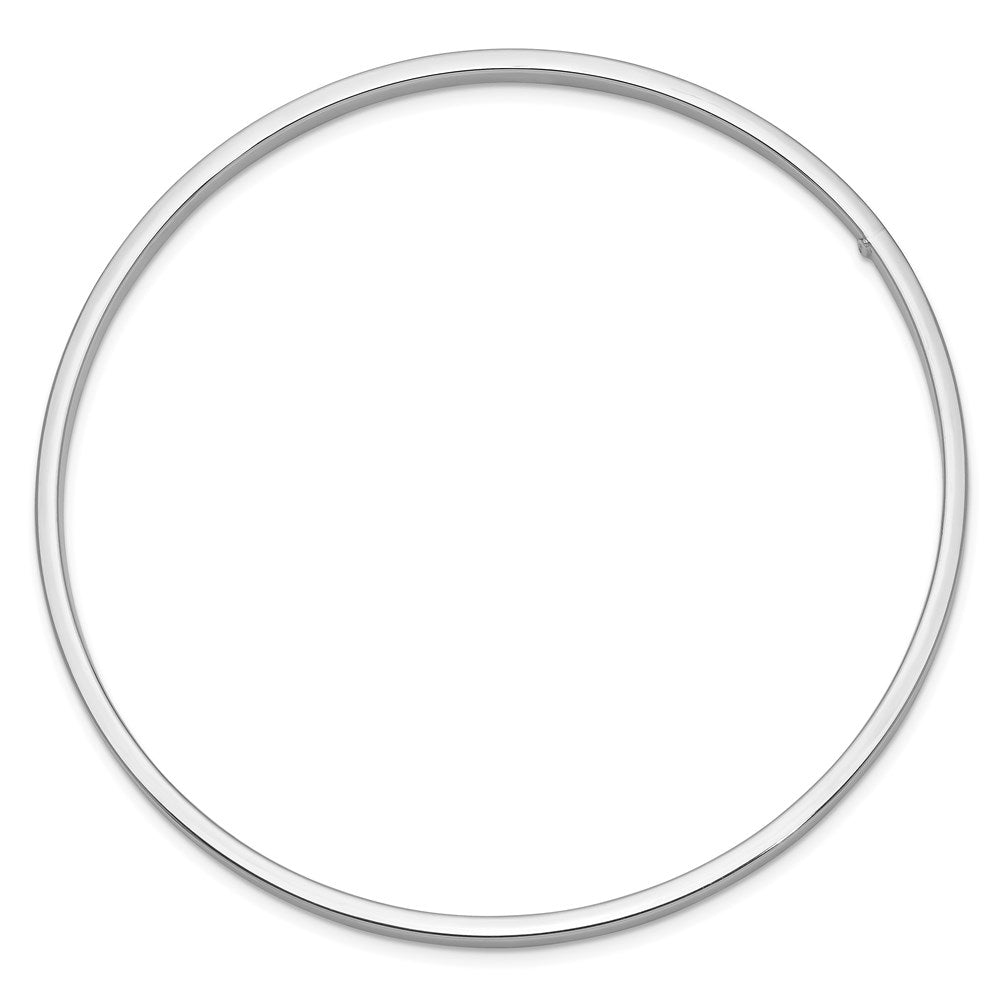 GB 14k White Gold Polished Square Tube 3.00mm Slip-on Round Bangle Bracelet