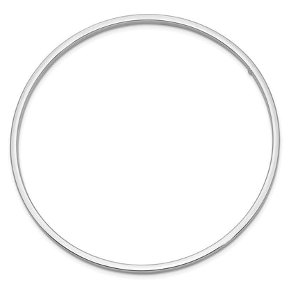 GB 14k White Gold Polished Square Tube 3.00mm Slip-on Round Bangle Bracelet