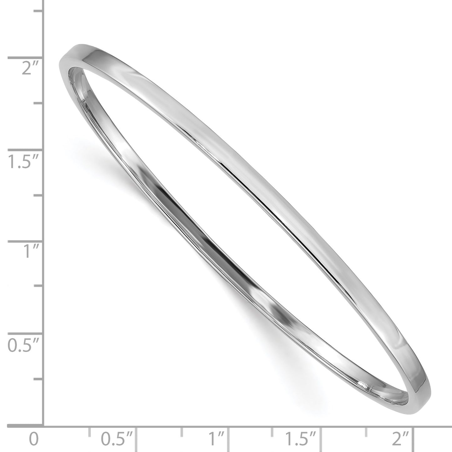 GB 14k White Gold 3mm Polished Square Tube Slip-on Bangle