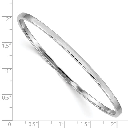 GB 14k White Gold 3mm Polished Square Tube Slip-on Bangle