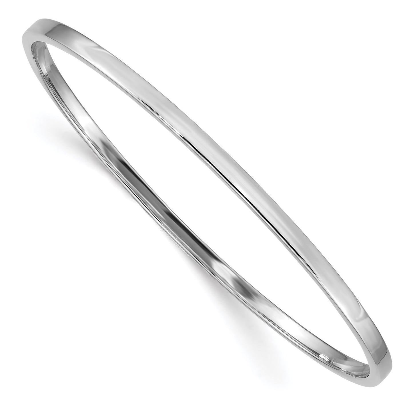 GB 14k White Gold 3mm Polished Square Tube Slip-on Bangle