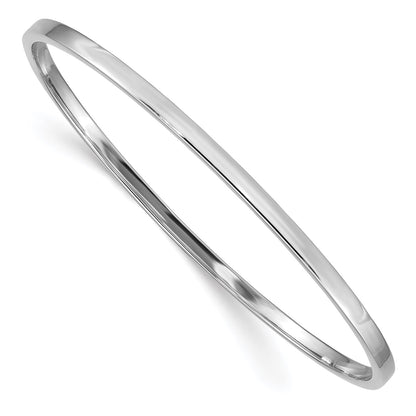 GB 14k White Gold 3mm Polished Square Tube Slip-on Bangle