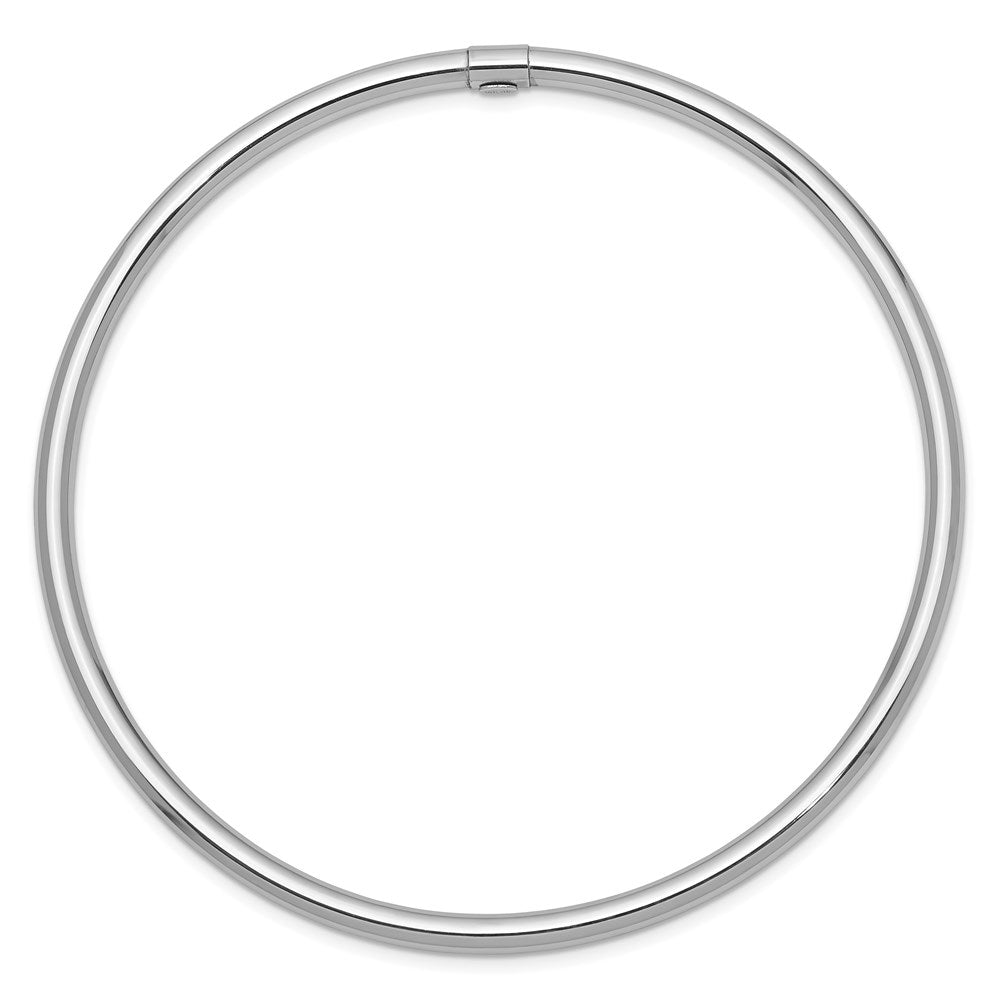 GB 14k White Gold Polished Round Tube 3.00mm Slip-on Round Bangle Bracelet