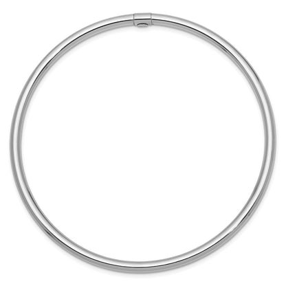 GB 14k White Gold Polished Round Tube 3.00mm Slip-on Round Bangle Bracelet