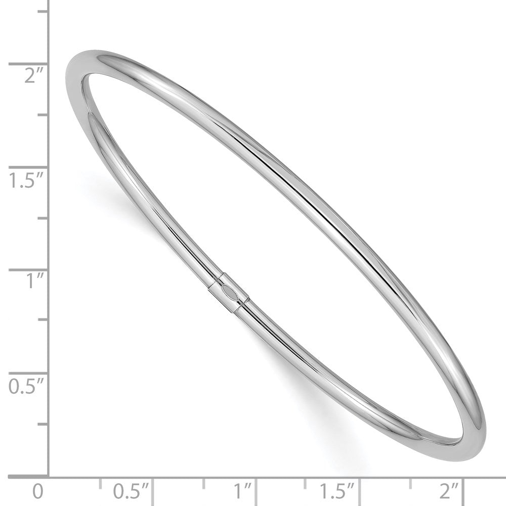 GB 14k White Gold Polished Round Tube 3.00mm Slip-on Round Bangle Bracelet