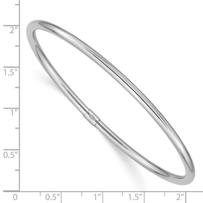 GB 14k White Gold Polished Round Tube 3.00mm Slip-on Round Bangle Bracelet