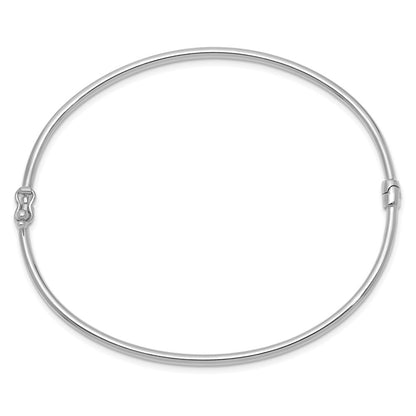 GB 14k White Gold Polished 2.00mm Hinged Oval Bangle Bracelet