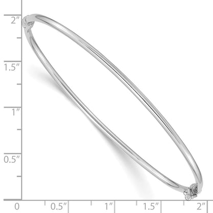 GB 14k White Gold Polished 2.00mm Hinged Oval Bangle Bracelet