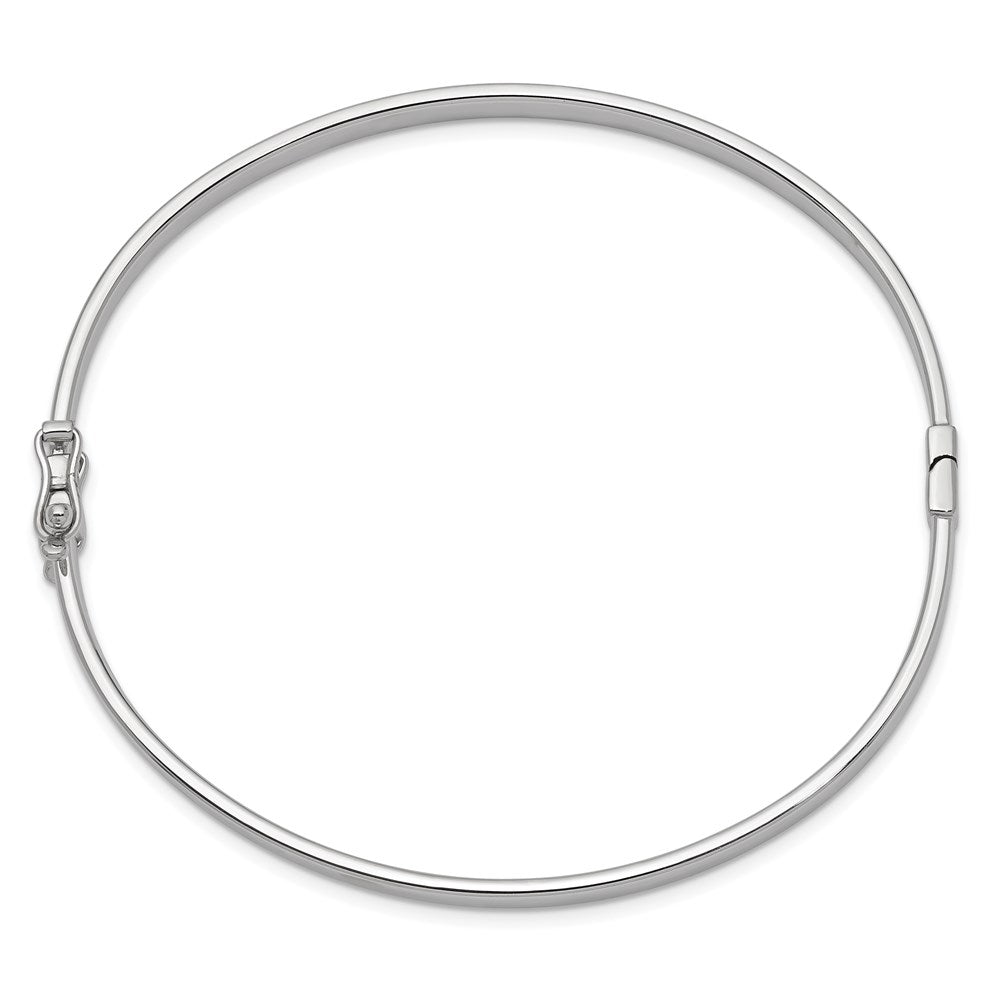 GB 14k White Gold Polished 4.00mm Hinged Oval Bangle Bracelet