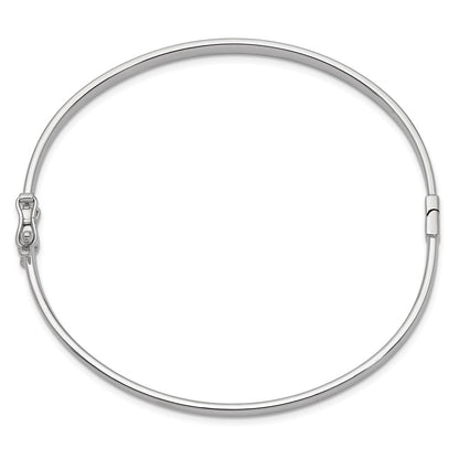 GB 14k White Gold Polished 4.00mm Hinged Oval Bangle Bracelet