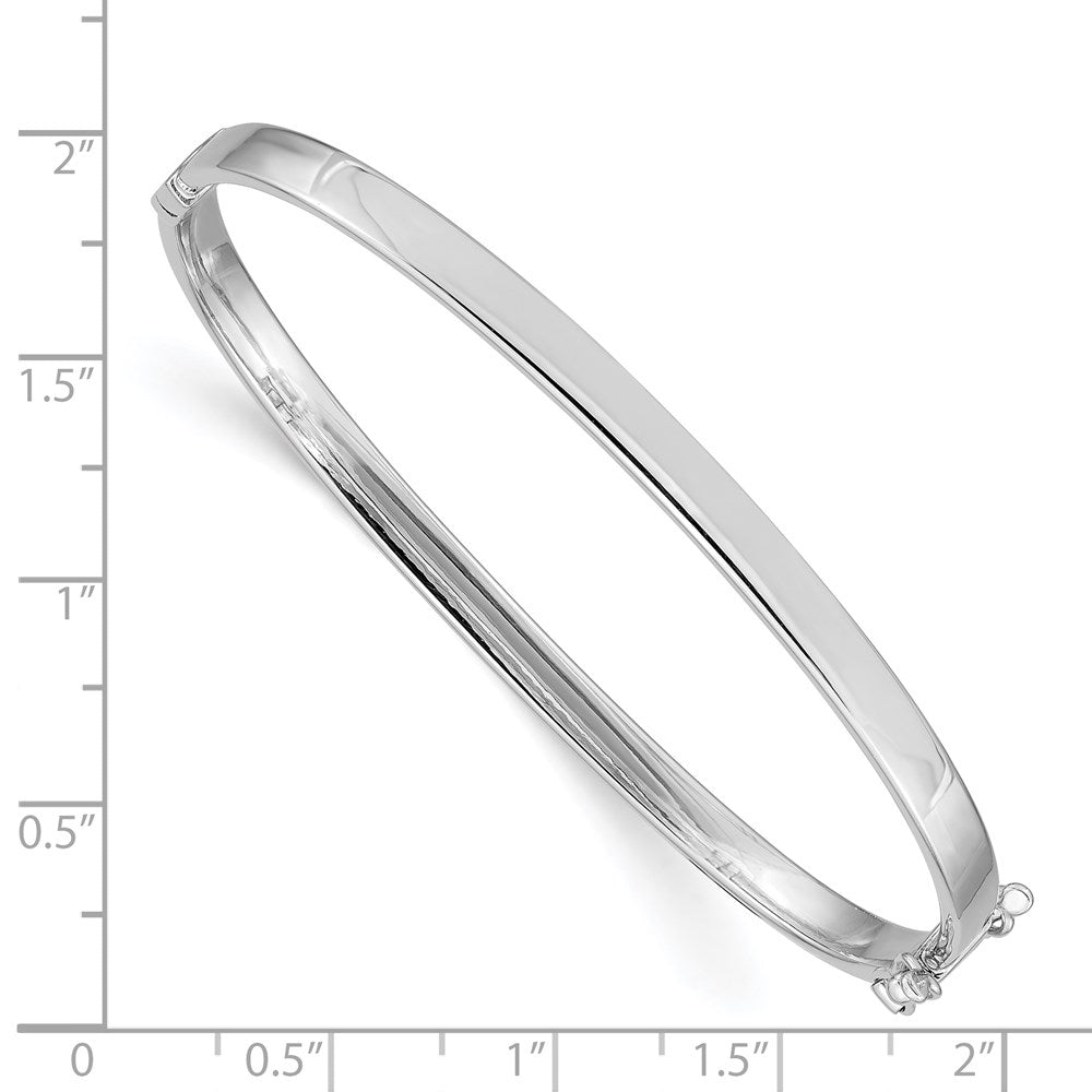 GB 14k White Gold Polished 4.00mm Hinged Oval Bangle Bracelet