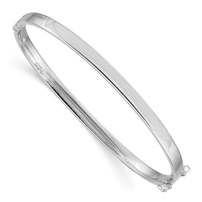GB 14k White Gold Polished 4.00mm Hinged Oval Bangle Bracelet