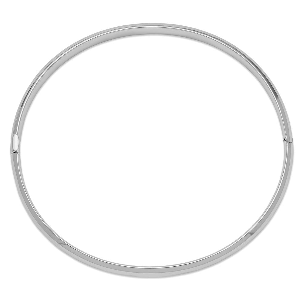 14k White Gold High Polished 5.00mm Hinged Oval Bangle Bracelet
