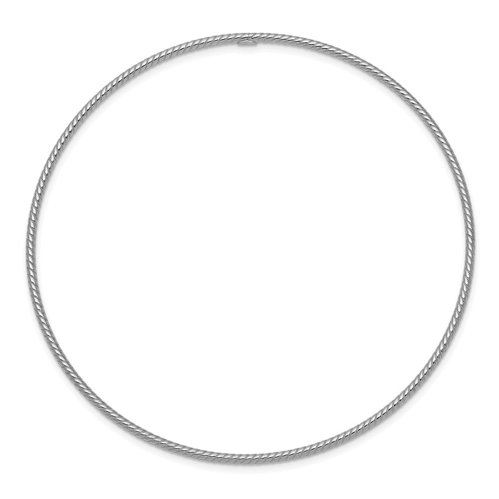 GB 14k White Gold Polished Textured Twist 1.50mm Slip-on Round Bangle Bracelet