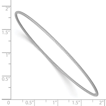 GB 14k White Gold Polished Textured Twist 1.50mm Slip-on Round Bangle Bracelet