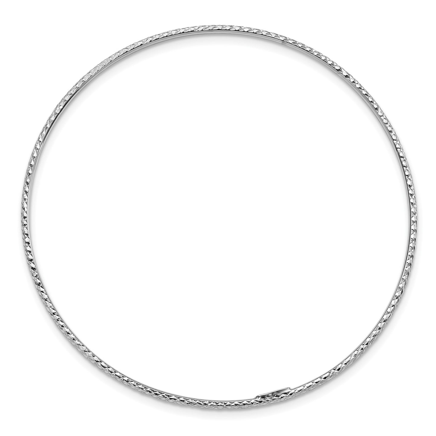 14k 1.5mm White Gold Diamond-Cut Slip-on Bangle Bracelet