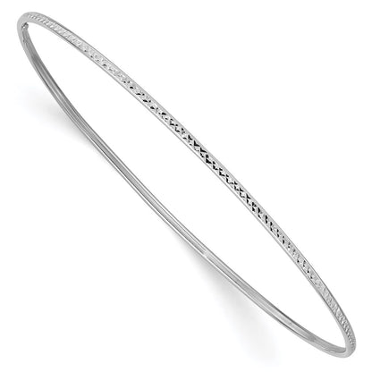 GB 14k White Gold Polished Diamond-Cut 1.50mm Slip-on Round Bangle Bracelet