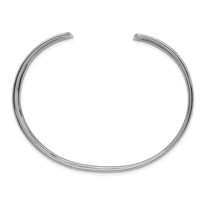 14k White Gold 19mm Hammered Polished Cuff Bangle