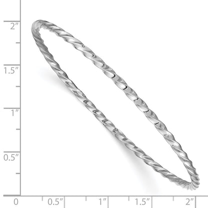 GB 14k White Gold Polished Twisted 2.50mm Slip-on Round Bangle Bracelet