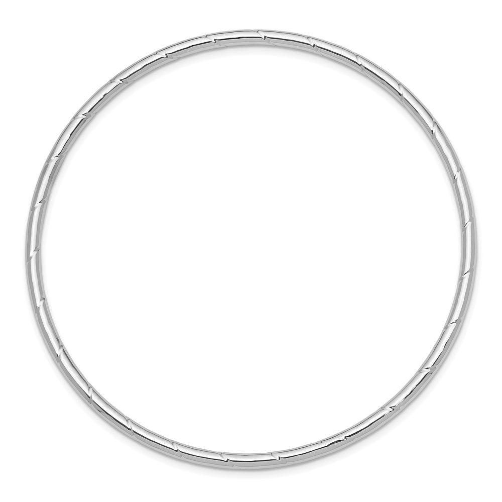 GB 14k White Gold Polished Grooved 2.50mm Slip-on Round Bangle Bracelet